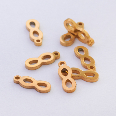 Mini zawieszka ze stali szlachetnej nieskończoność w kolorze złotym 8mm