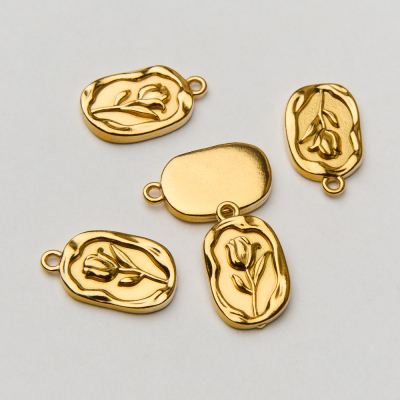 Zawieszka ze stali chirurgicznej tulipan w kolorze złotym 20mm PVD