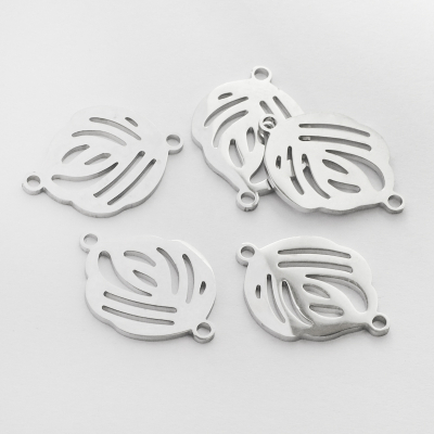 Łącznik ze stali chirurgicznej listek w kolorze srebrnym 19mm