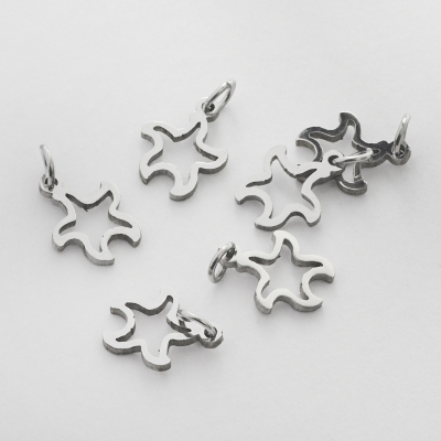 Mini zawieszka ze stali szlachetnej rozgwiazda w kolorze srebrnym 12mm