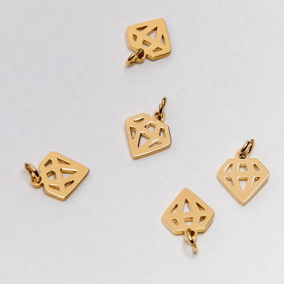 Zawieszka ze stali szlachetnej mini diamencik w kolorze złotym 9mm PVD