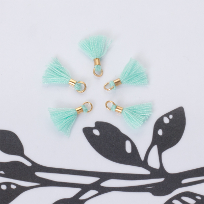 Mini chwosty w złotym okuciu miętowy 11mm