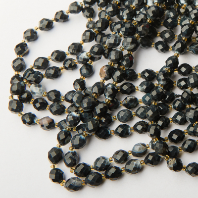 Czarny agat oliwka fasetowana 8,5x10mm