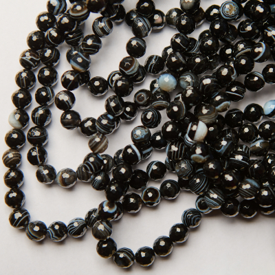 Czarny agat kulka fasetowana 8mm