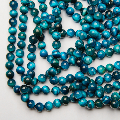 Niebieskie tygrysie oko kulka gładka 8mm