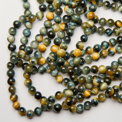 Tygrysie oko kulka gładka szaro-złota 8mm