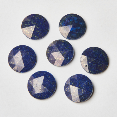 Zawieszka z lapis lazuli krążek fasetowany 25mm