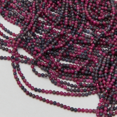 Rubin z szafirem kulka fasetowana 3mm