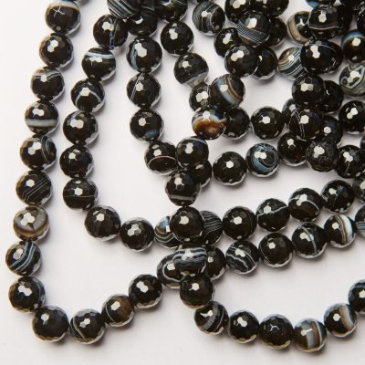 Czarny agat kulka fasetowana 12mm