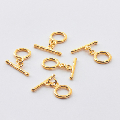 Srebrne satynowe zapięcie toggle AG925 pozłacane 11mm