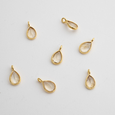 Cytryn łezka fasetowana w okuciu zawieszka AG925 pozłacana 6,5x4,5mm