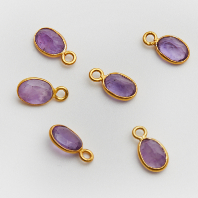 Ametryn owal fasetowany w okuciu zawieszka AG925 6mm