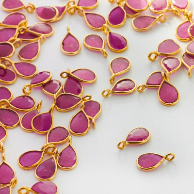 Rubin naturalny łezka w srebrnym okuciu AG925 6mm