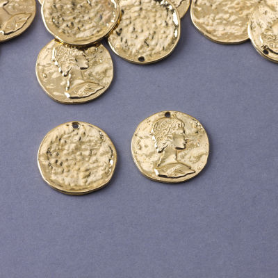 Srebrna moneta zawieszka duża antyczna AG925 pozłacana 18mm