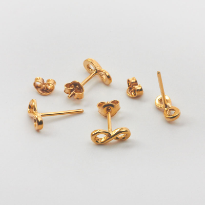 Srebrne kolczyki nieskończoność AG925 pozłacane 9x4mm
